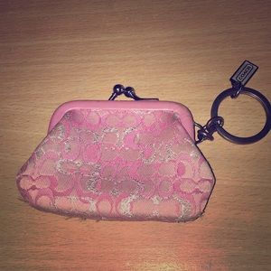 Pink mini coin keychain